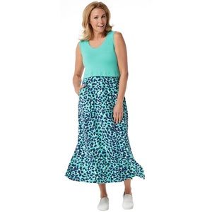 📦Cuddl Duds Turquoise Leopard Sleeveless Maxi